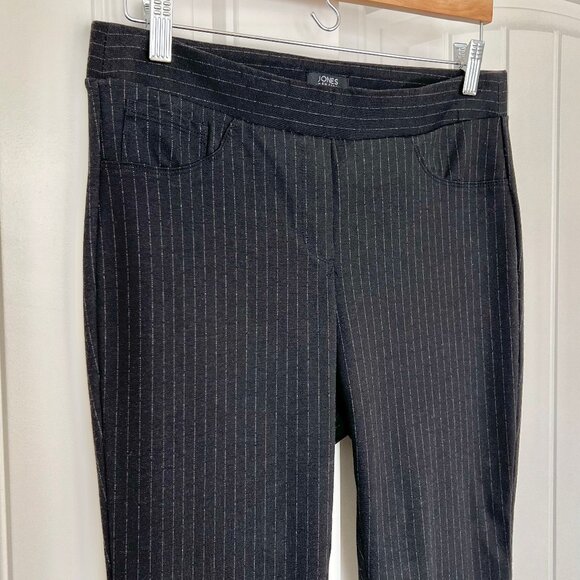 Jones New York Signature Black Chalk Pin Stripe Stretch Pull-on Dress Pant - M - Picture 3 of 8